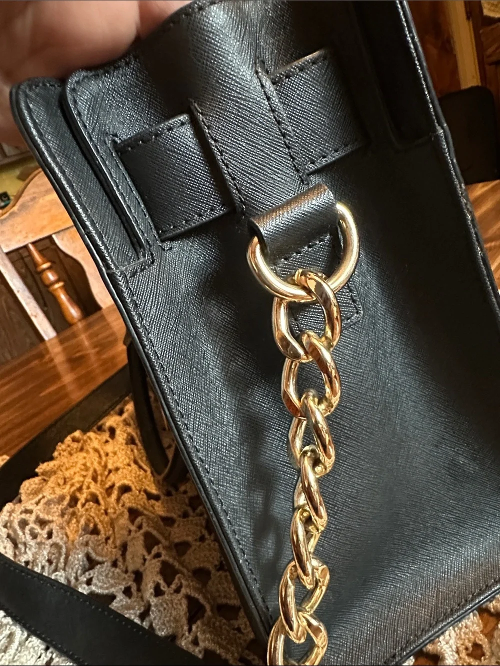 Michael Kors Black Satchel with Gold Hardware